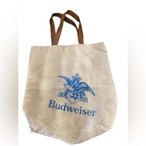 Vintage (?) Budweiser Seer Sucker Lined Large Canvas Tote